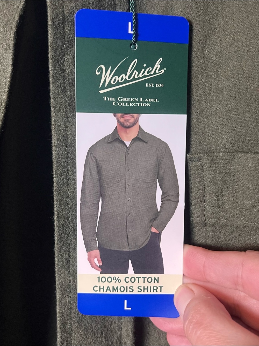 Woolrich Men's NWT Green Label Chamois Shirt Jacket Olive Cotton Workwear Sz. L - Picture 6 of 9
